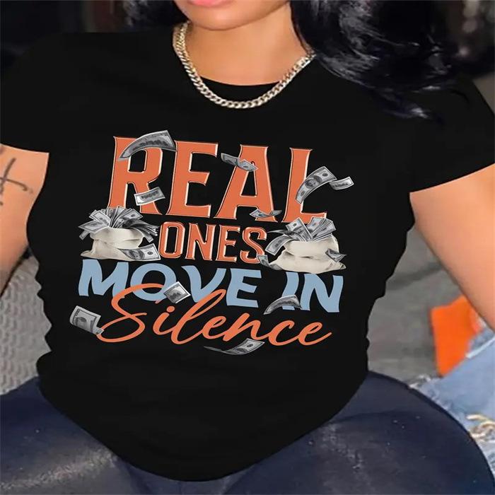 Summer Round Neck Pure Cotton Top Fashionable Casual Fashion Short Sleeved Women's Printed T-shirt