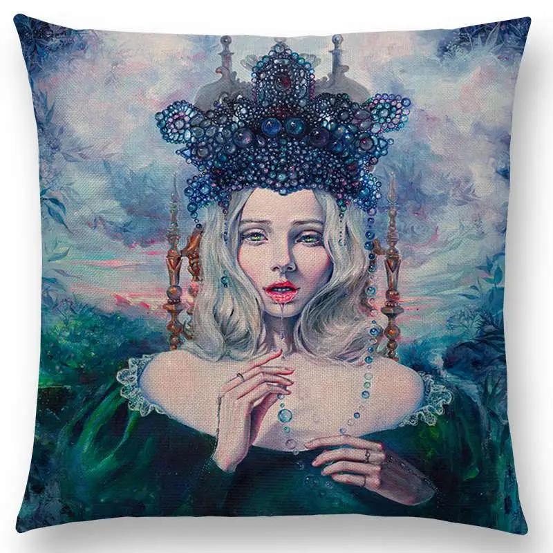 Gorgeous Oil Painting Cushion Cover Miracle Girl Wonder Beauty   Beautiful Queen Narwhal Cat Swan Sofa Pillow Case