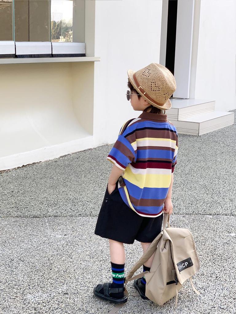 Boys' Striped Summer T-shirt: 2026 Trendy Short Sleeve Top
