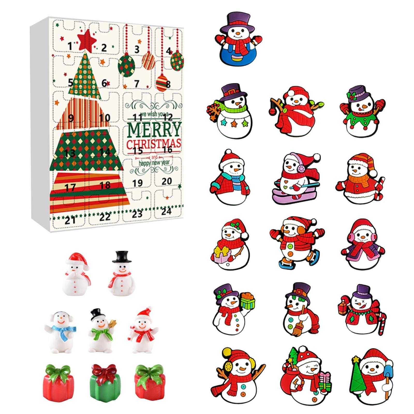 

24Рождественский Адвент-календарь Содержит 24 подарка Рождественские милые фигурки Кукла Адвент-календарь One Size белый