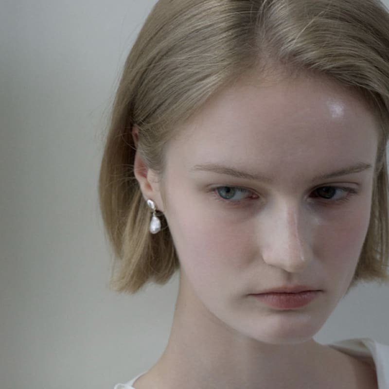 Ovbeige [VEI] 925silver KESHI PEARL DROP EARRINGS