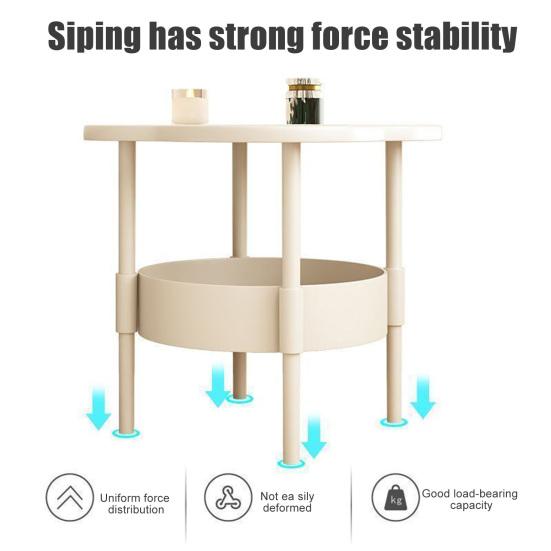 2-Tier Flower Shaped Side Table with Open Storage Shelf Multifunctional Nightstands Living Room Bedroom Office Sofa Couch Bedside Coffee Table