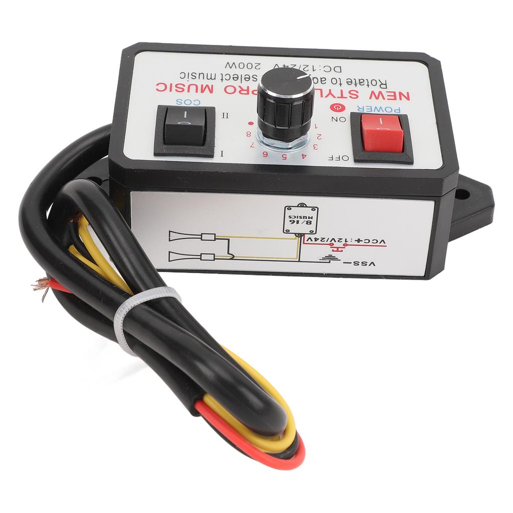 Car Horn Controller 16 Sound Effect Adjustable DC 12V 24V Dual Tone Car Horn Controller Unit for