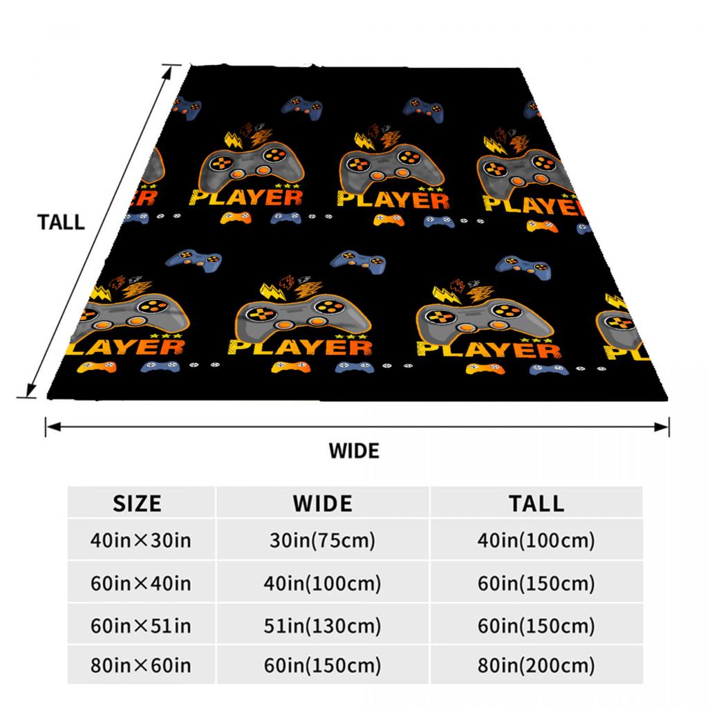1pc Blanket Black Game Pad Player 3D Printed Comfortable Flannel Blanket for Home Living Room Bedroom Decoration Birthday Gift