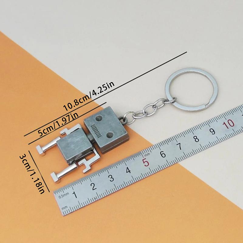 1/3Pcszinc Alloy Robot Keychain Joint Movable Movable Robot Keychain Retro Simple Cute Cartoon Pendant Keychain Chain Boy'S Gift