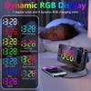 Multi-Functional Projection Alarm Clock Mirror LED Display Auto Dimming Light Snooze Dual Alarms 180° Rotatable Time Projector for Bedroom