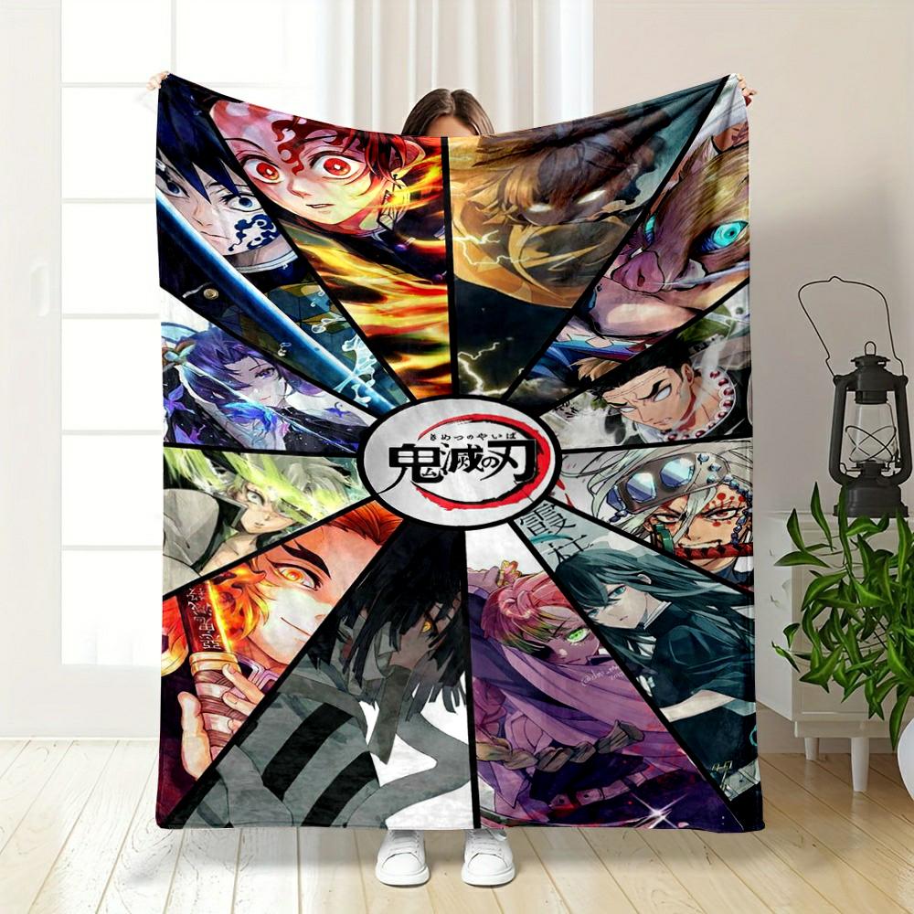Demon Slayer Anime Characters Collage Warm blanket Flannel blanket for bedroom, living room, sofa, and nap