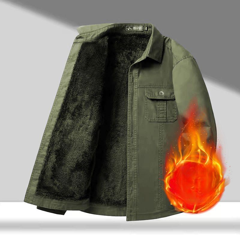 

Зимняя Новая Мужская Деловая и Повседневная Рубашка с Лацканами и Плюшевой Подкладкой, Мужская Куртка в Стиле Милитари с Лацканами и Плюшевой Подкладкой Большого Размера 5XL