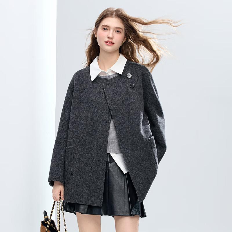 BETU Women's Elegant Wool Blend Coat with Scarf