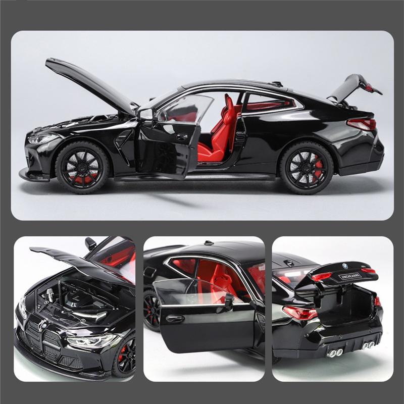 1/24 BMW M4 G82 Coupe Alloy Sports Car Model Diecasts Metal Vehicles Car Model Simulation Sound Light Collection Chlidrens Toys Gift