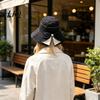 Spring Autumn Sun Hat Women Summer Hat, Back Bowknot Fisherman Wide Brim UV Protection Travel Bucket for Outdoor Hiking Fishing Beach Use Casual