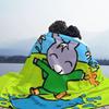 Happy Trotro Velvet Throw Blanket Cute Cartoon Blanket for Sofa Travel Super Warm Bedspread