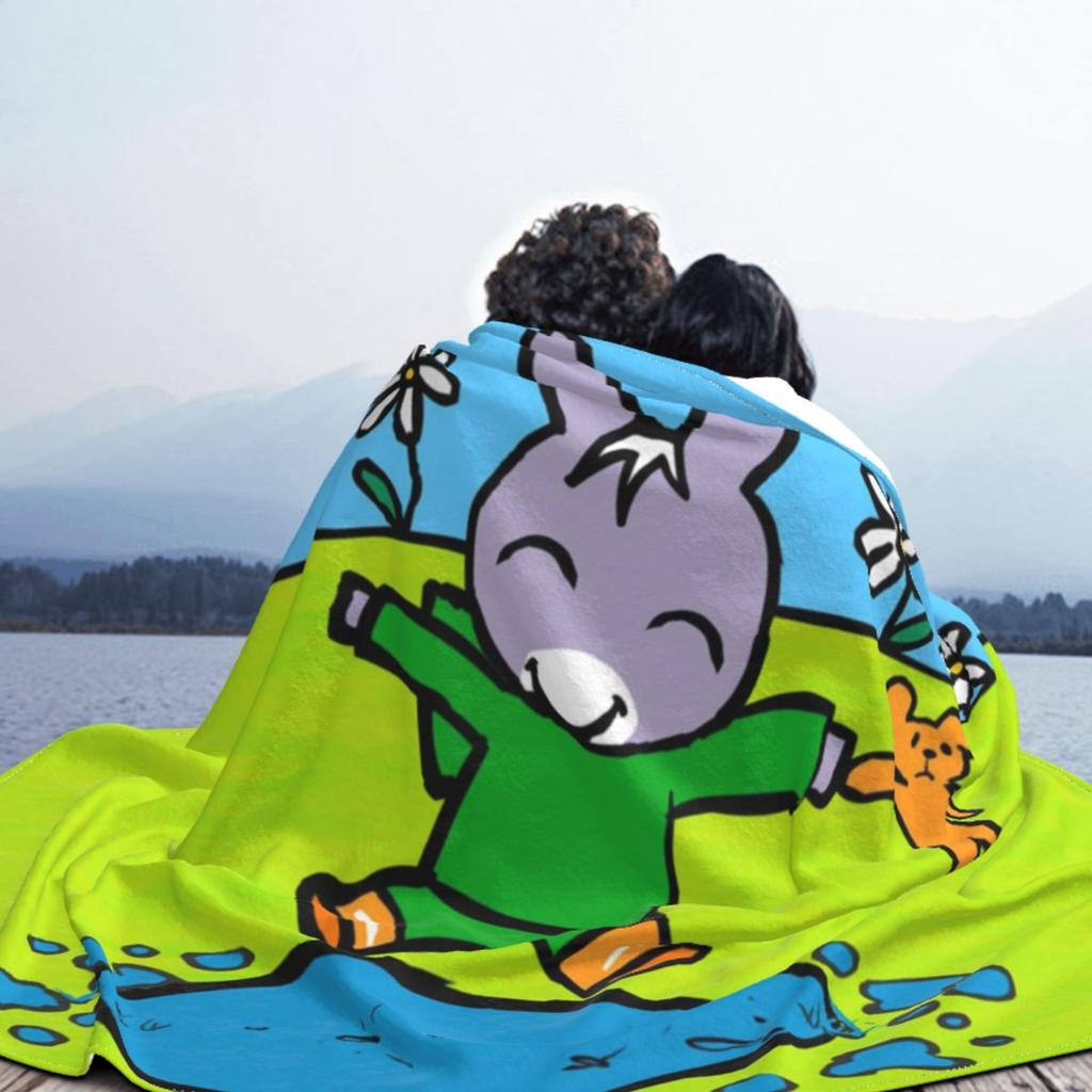 Happy Trotro Velvet Throw Blanket Cute Cartoon Blanket for Sofa Travel Super Warm Bedspread