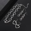 Hollow Heart Shape Necklace Set for Women , Minimalist Cool Style , Light Jewelry Set with Necklace Earrings Bracelet