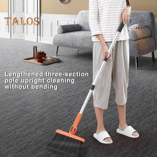 

Набор метл для уборки пола, набор совков для мусора, длинная ручка, вращающаяся на 180 градусов, складная вертикальная метла с совком для сбора пыли оранжевый