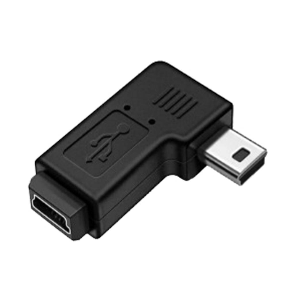 90 Degree Left & Right Angled Mini USB 5Pin Male To Female Extension Adapter for Smartphones and Tablets