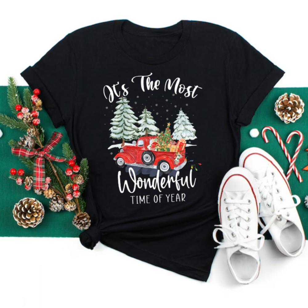 

Happy Christmas Tshirt Women Tshirt Cartoon Christmas Theme Tshirt Plussize Women Tops Daily Christmas Celebration Wear S