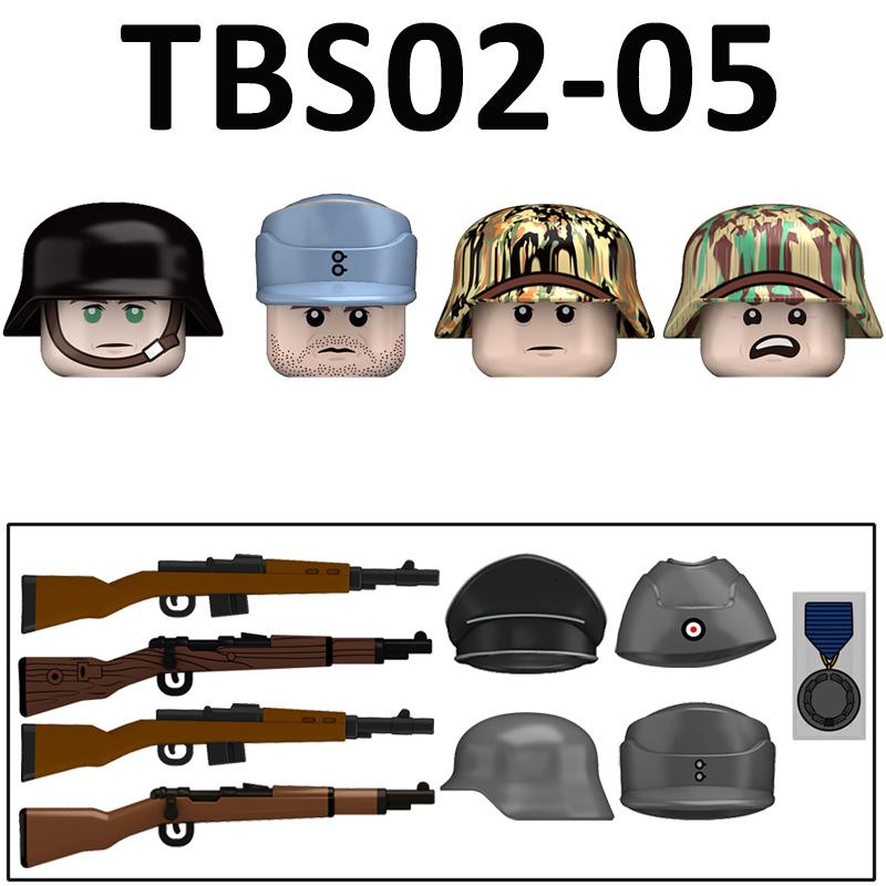 Non-Toxic Military Ww2 German Soldiers Figures Building Blocks Camouflage Army Infantry Officer Hat Helmet Weapons Bricks Toys For Kids