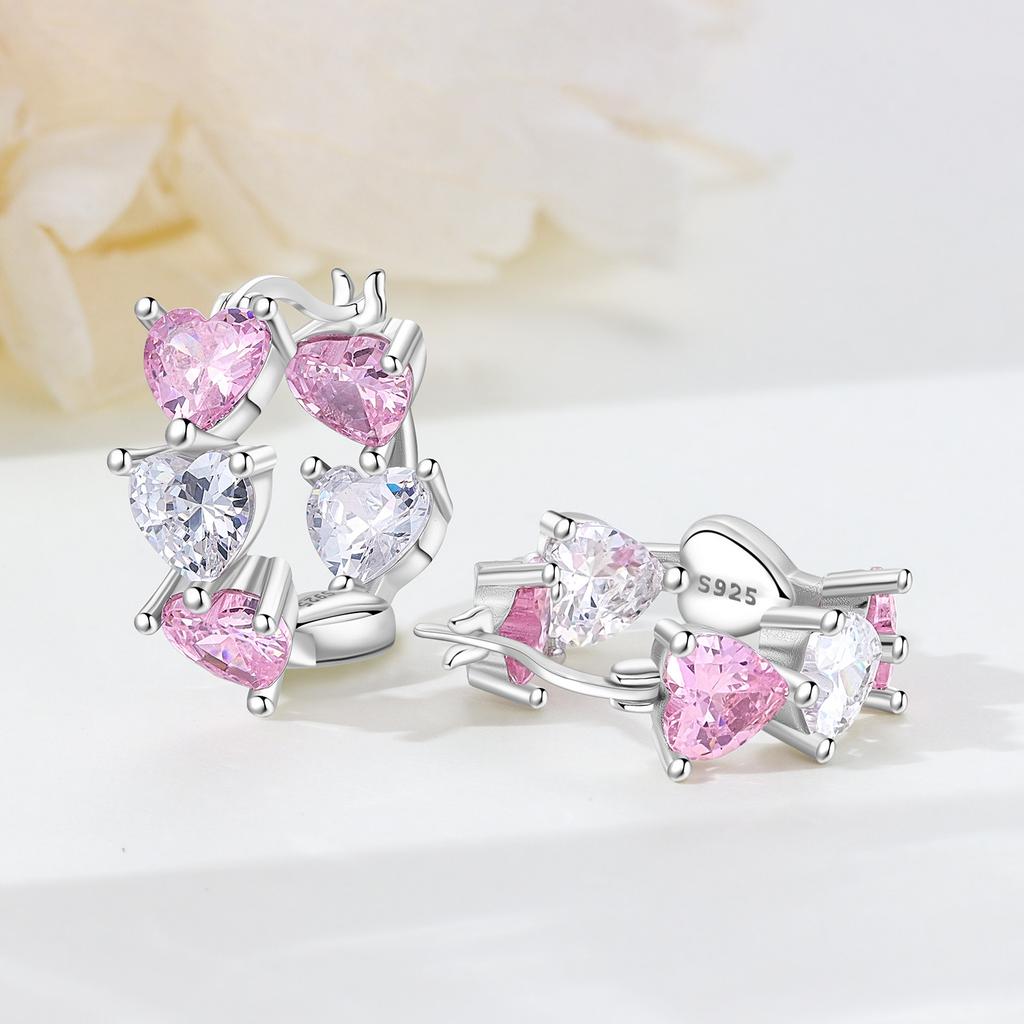 Orstarry S925 Silver Earring FOREVER Love Heart Earrings for Women Birthday Valentine's Day Gift Silver Jewelry
