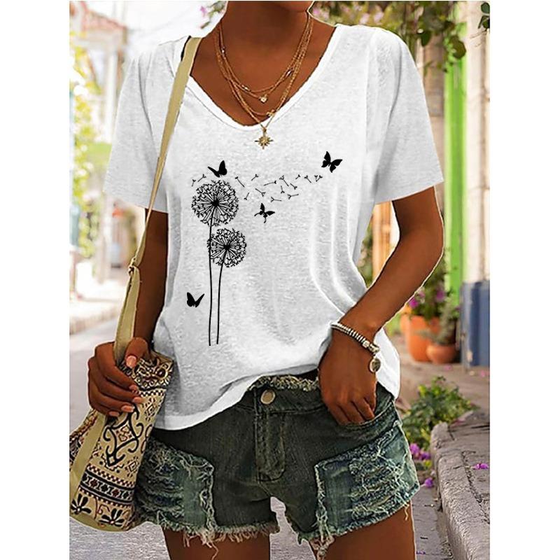 JPNTKY Women's Fashion Casual V-Neck Short Sleeve  Blouses & Shirts