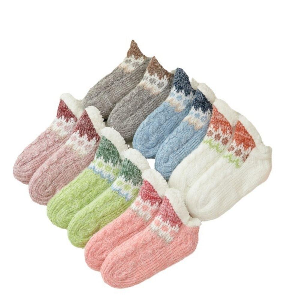 Flower Floor Socks Women Plush Winter Fleece Socks Soft Slippers Socks  Indoor