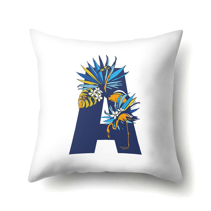 

Polyester Pillowcase Tropical Plant Parrot Bird 26 English Letters Home Cushion Cover Bedside Cushion Cover No pillow core