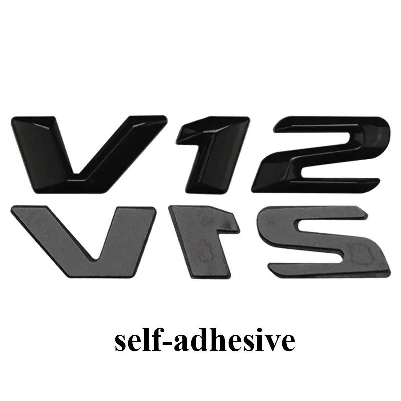 3d Chrome Black V12 Logo Letters Car Fender Emblem For Mercedes Benz Coil W220 CL 500 CL600 S600 V12 Badge Sticker Accessories