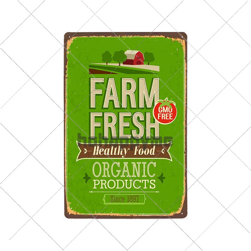 Farm Fresh Tin Sign Plaque Metal Vintage Farmhouse Decor Retro House Decoration Wall Poster 20x30 Cm