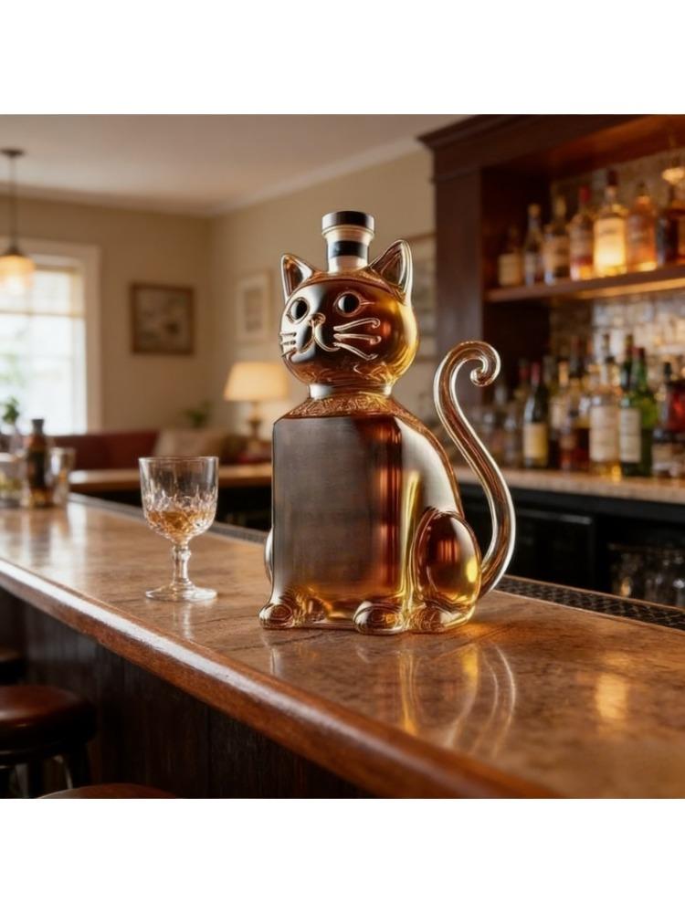 

Cute Cat Shape Glass Whiskey Decanter - Creative Liquor Bottle for Home Bar Decor, Perfect Gift for Cat Lovers & Whiskey