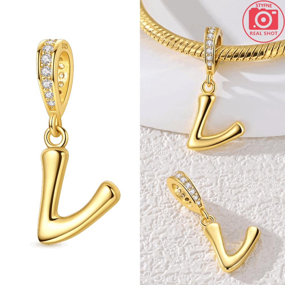 Original Necklace Copper White Zircon Pendant English Letters Women'S Beads Fit Bracelet Anniversary Gift Accessory Diy