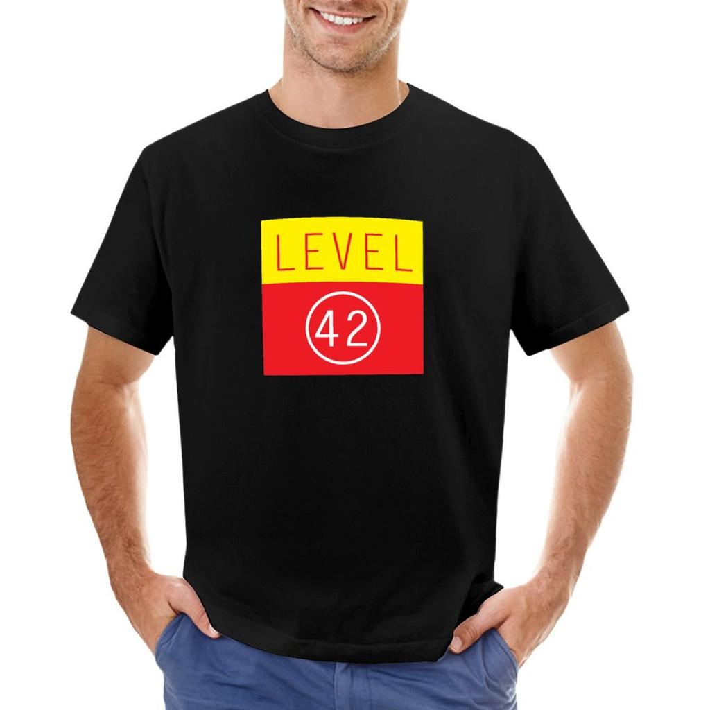 New Humor Tee Shirt Men Cotton Brand Tshirt Level 42 T-Shirt Tee Shirt Black T Shirts Aesthetic Clothes Plain T Shirts Men Top