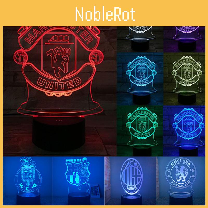 3d Led Acrylic Night Light Football Club Touch Table Desk Lamp 7 Colour Gifts