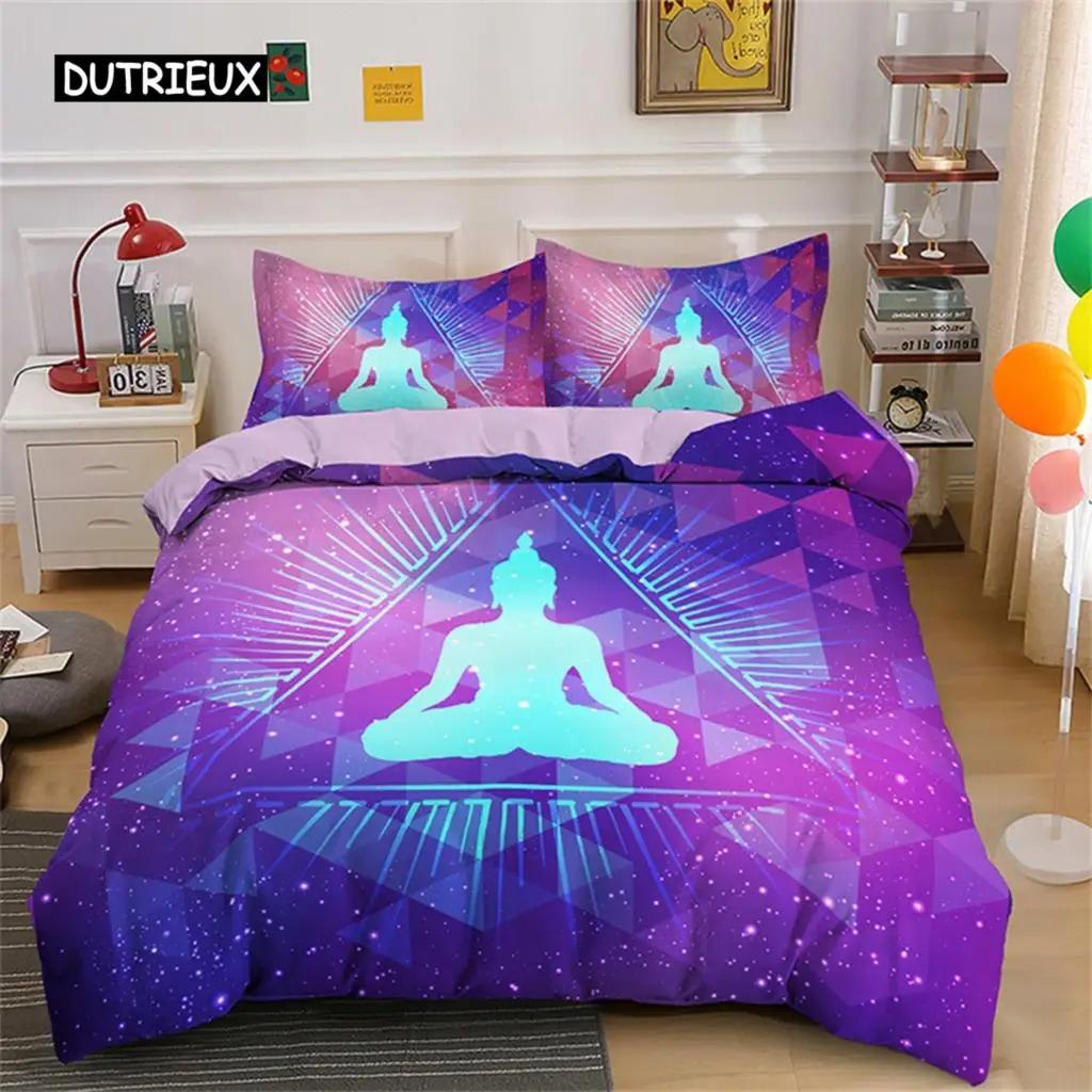 

Comforter Gold Meditation Bedding Sets Yoga Buddha With Mystery Theme For Bedroom Decoration Comforter (quilt)-EU Single(135*200cm)3pcs