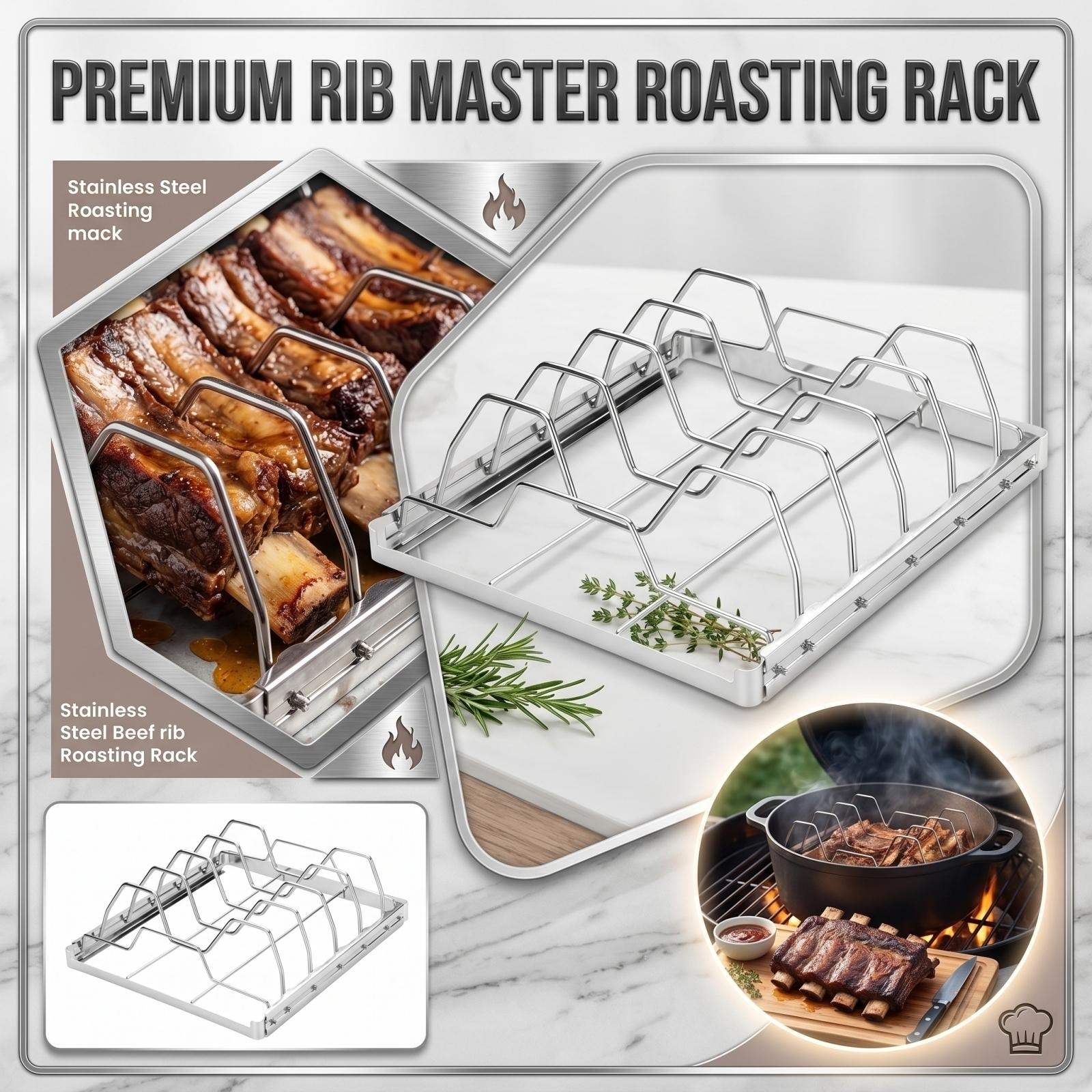Stainless Steel Rib Rack for Grilling BBQ Meat Rack for Beef Ribs Pork Ribs Lamb Ribs and Chicken Rack for Outdoor Barbecue Cooking One Size