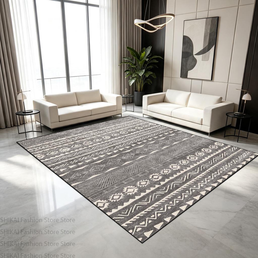 Bohemian Geometric Abstract Style Living Room Carpet Antiskid Soft Fluffy Lounge Rug Easy Cleaning Machine Washable Mat Bedside