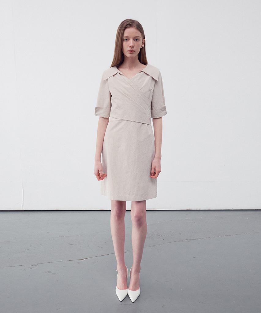 Rie Draped Wrap Shirt Dress