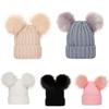 Boys Girls Pom Windproof Baby Beanie Cap Warm Bobble Hat Kids Knitted Hat