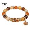 Commemorative Daily Wear Jewelry Thanksgiving Bracelet for Women, Holiday Beaded with Turkey Bucket Bead Maple Leaf Charm, Elastic Stretch Fall