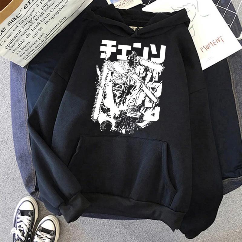 Motorová pila Anime Dámské Mikiny s kapucí s klokaní kapsou Harajuku Dámský Rukáv Pulovr Ležérní Streetwear Oblečení Topy Estetické Oblečení