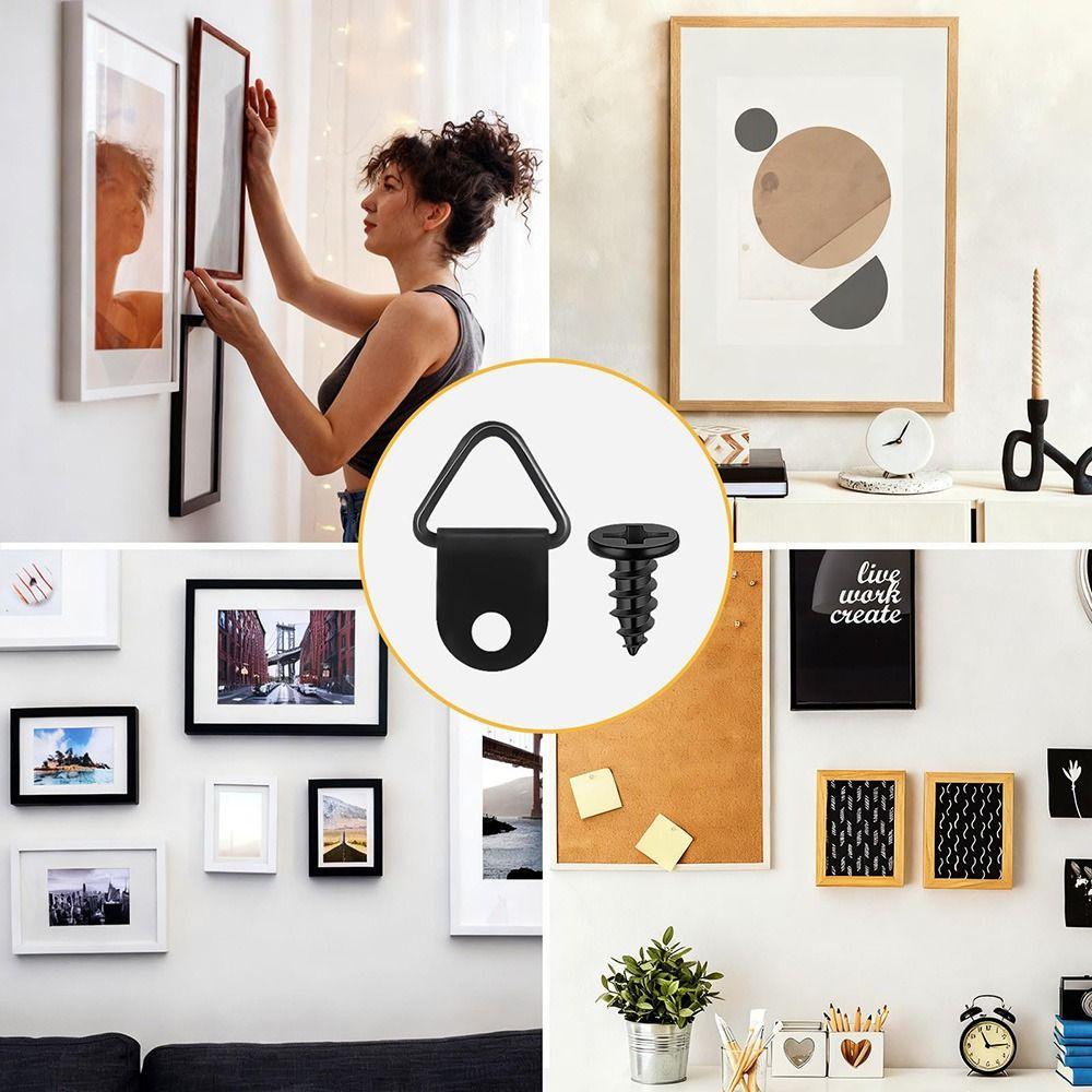 100Pcs Single Hole Photo Frame Hook Iron Half Circle Ring Triangle Hanging Ring Clock Mounting