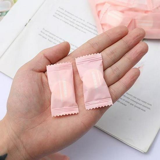 Compact Disposable Facial Towel - Candy Style Portable Cleansing Wipes for Travel, Business Trips, and Catering.