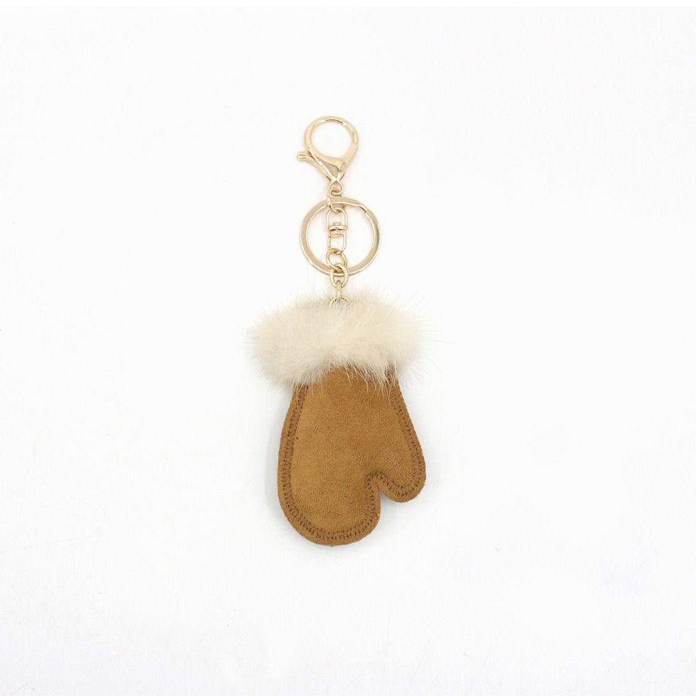 Snow Mini Gloves Keychain Mink Fur Winter Plush Keyring Creative Bag Pendant Winter