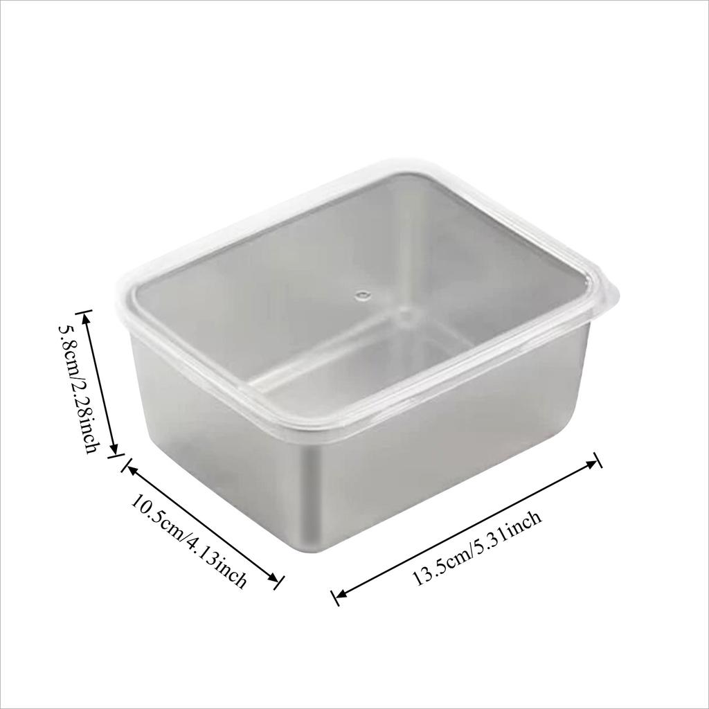 Stainless Steel Fresh-keeping Box with Sealed Lid Leak Proof Plastic Lid Airtight Storage Box Thicken Freezer Lunch Box Containe