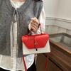 Handbag Women's Simple Belt New Texture Small Square Bag Contrasting Color Splicing Design Fashionable Messenger Bag