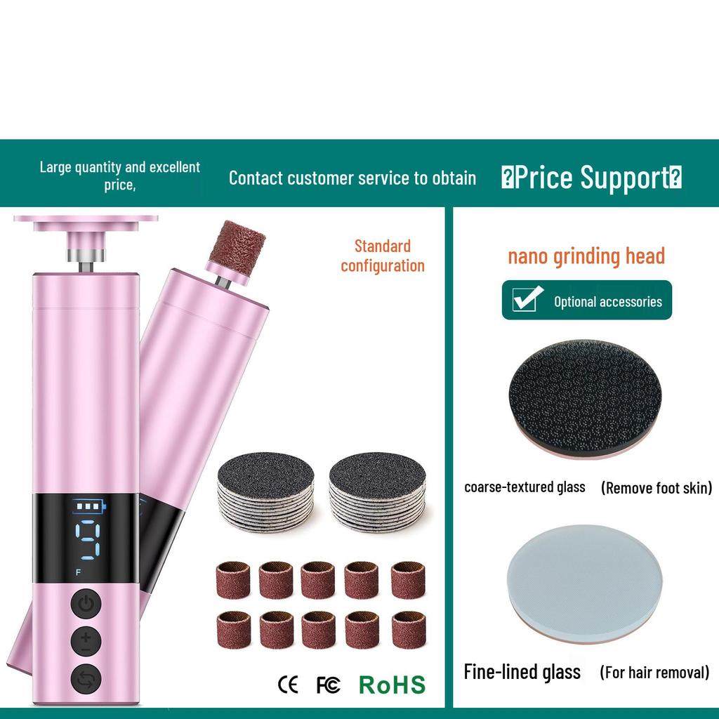 Rechargeable Electric Foot Scrubber & Grinder with Screen Display - Dual Function Pedicure/Manicure Tool with New Metal Body