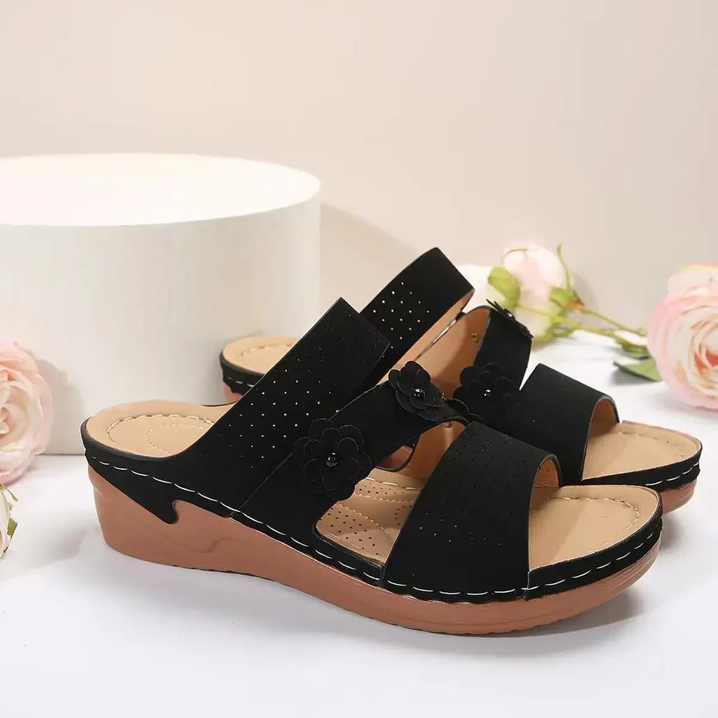 Summer Women Wedge Sandals Premium Orthopedic Open Toe Slippers Vintage Anti-Slip Leather Casual Female Platform Retro Shoes
