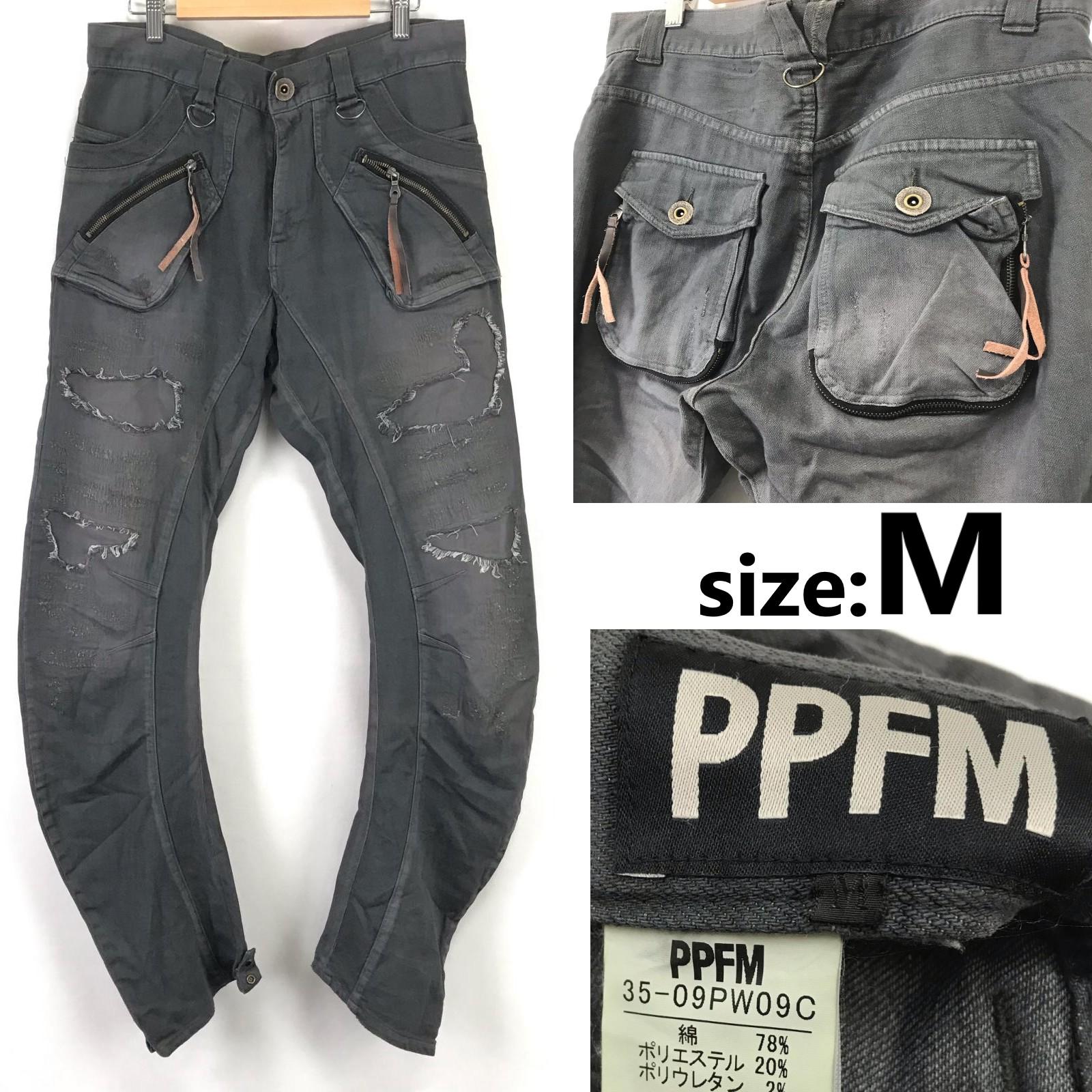 

PPFM Distressed Cargo Pants Men’s M 85cm Inseam Gray Casual Trousers(USED)