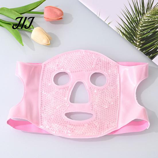Portable Ice Bead Face Mask Gel Mask, Hot Cold Therapy Eye for Post Reusable Pack Surgery Recovery, 3D Contoured Cooling Heating with Adjustable Strap