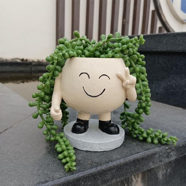 Face Planters Pots Resin Smile Face Vase Succulent Head Planter Pots Face