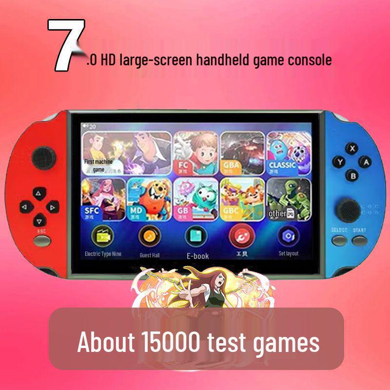 7-Inch HD Handheld Game Console with Joystick and Retro Arcade Games